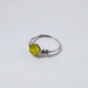Beautiful Citrine Gem Handmade Twisted Silver Wire Ring Size 7